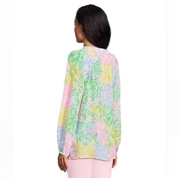 NWT Lilly Pulitzer Elsa Silk Top Multi Bright Delight Patch - Picture 4 of 5
